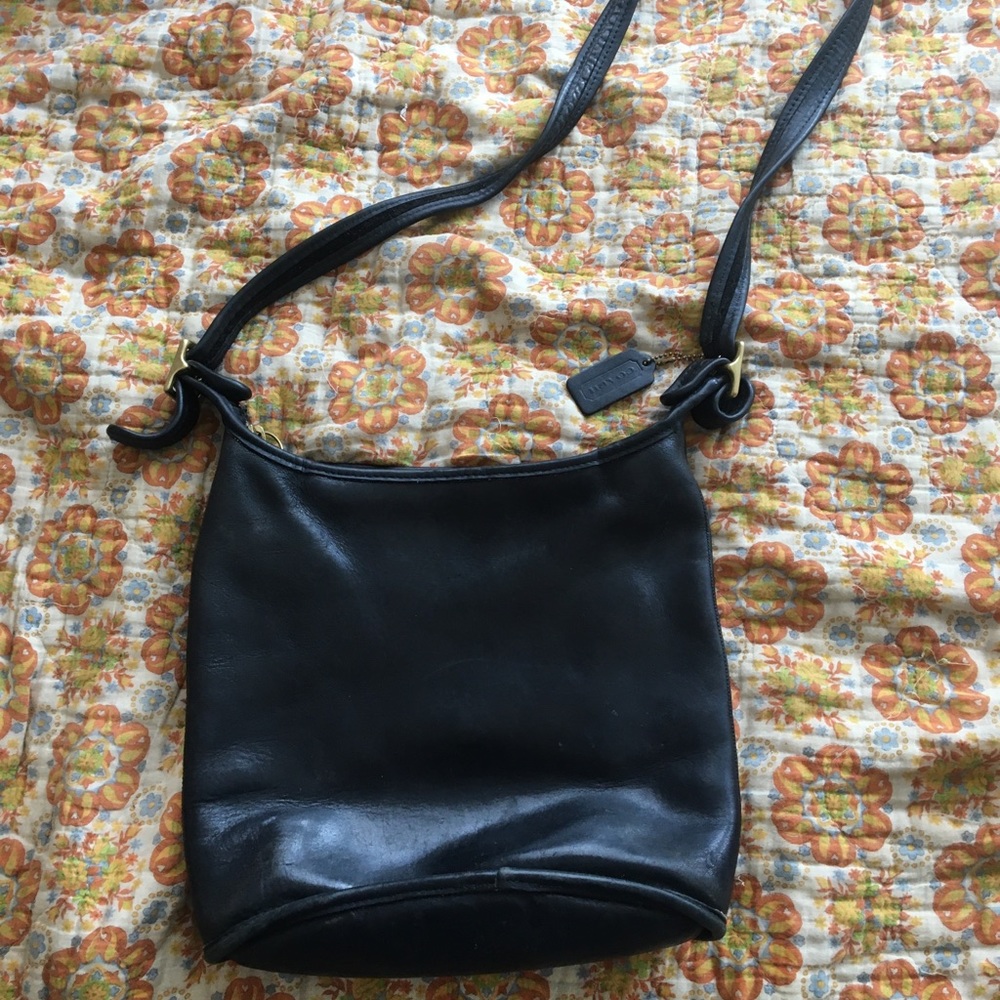Vintage black leather Coach purse
